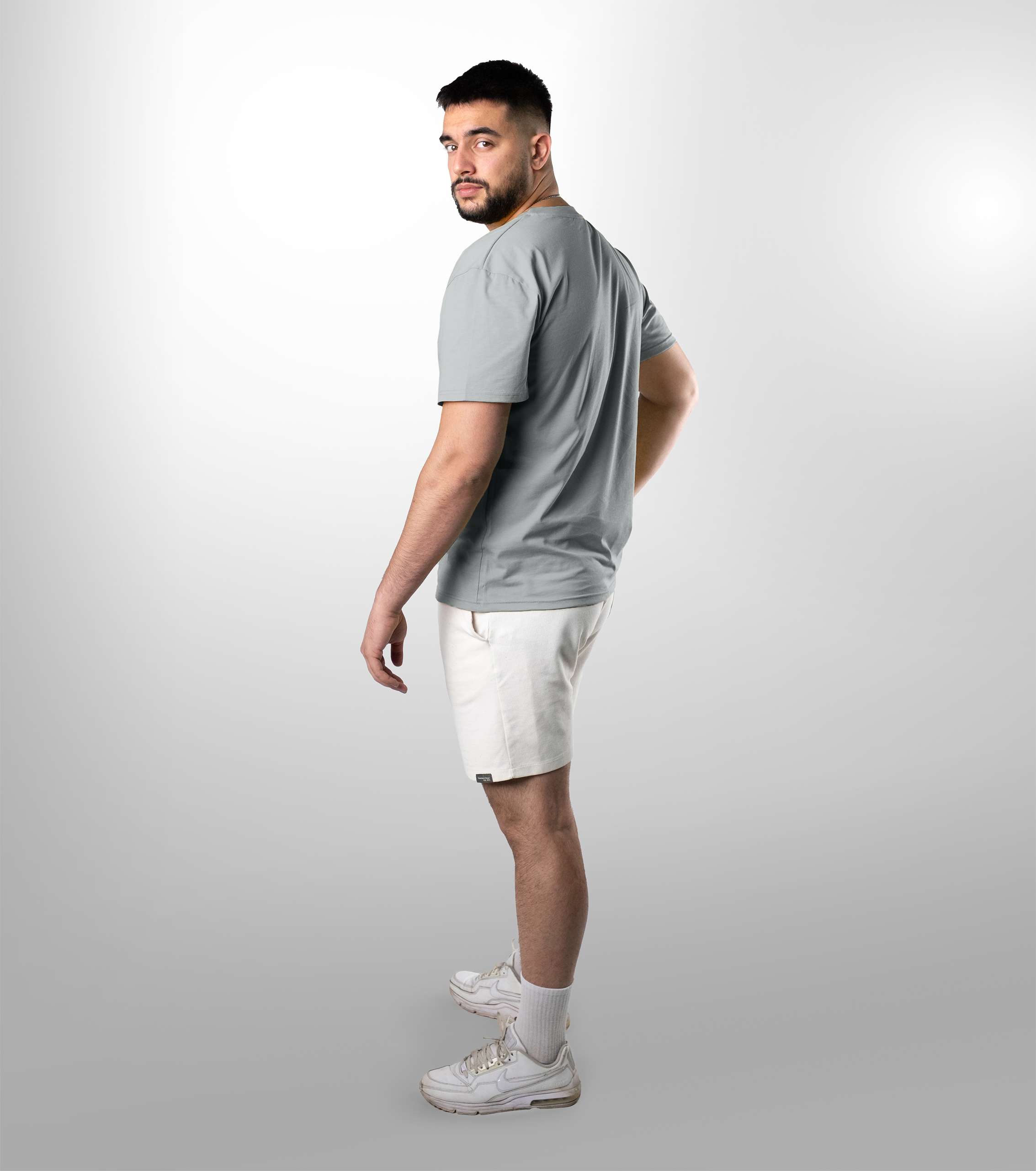 10003-m-gray melange-side-model T-Shirt melange – Bild 1